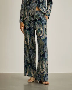 Calças pantalona com estampado cornucópia