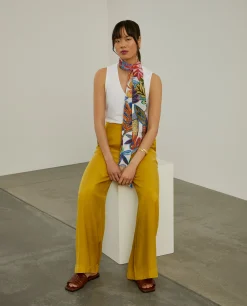 Calças pantalona com liocel