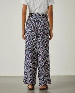 Calças pantalona com padrão geométrico