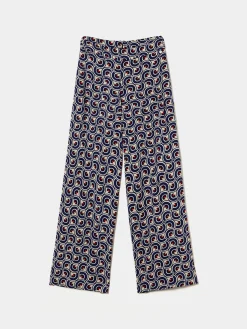 Calças pantalona com padrão geométrico