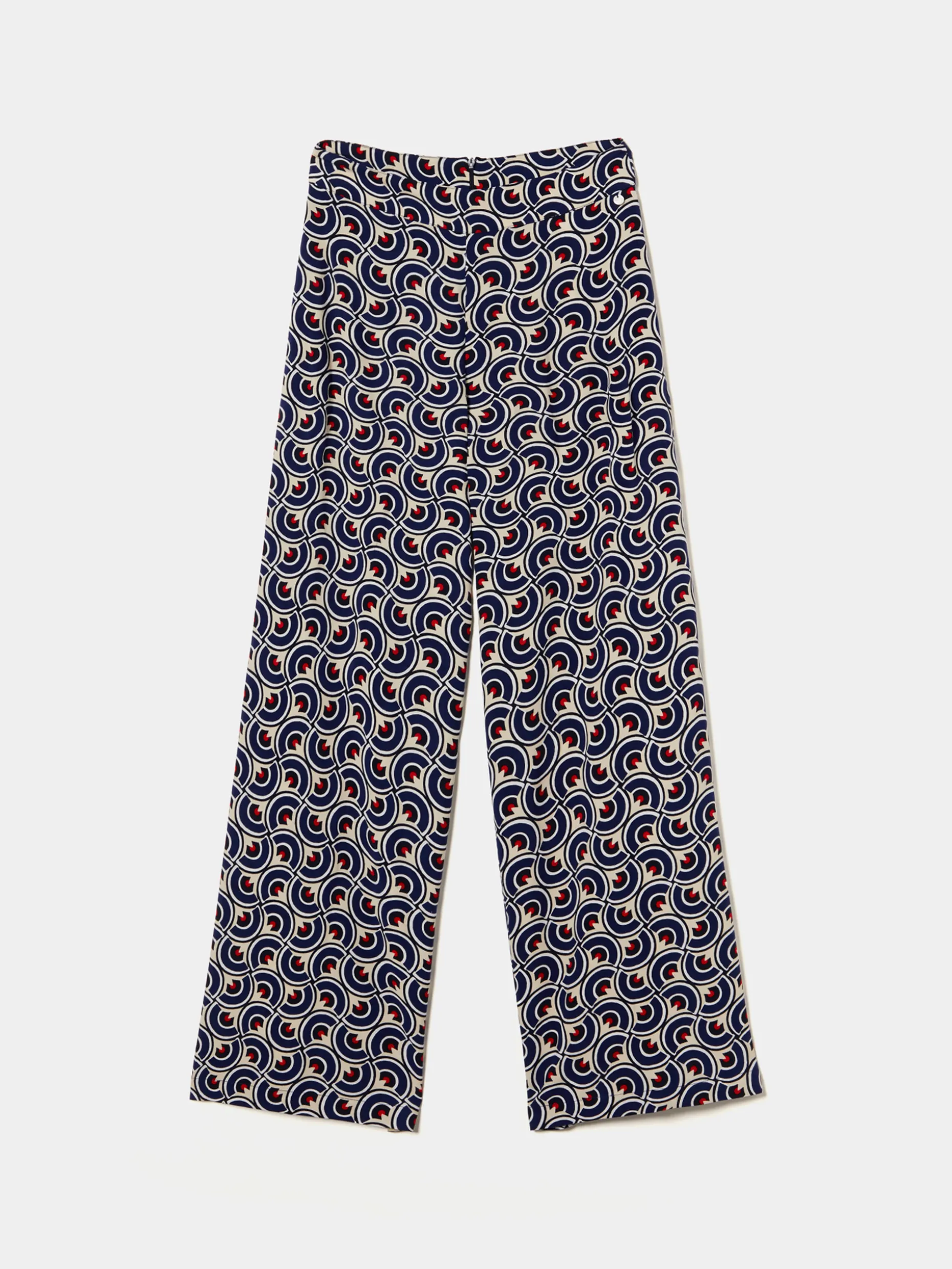 Calças pantalona com padrão geométrico