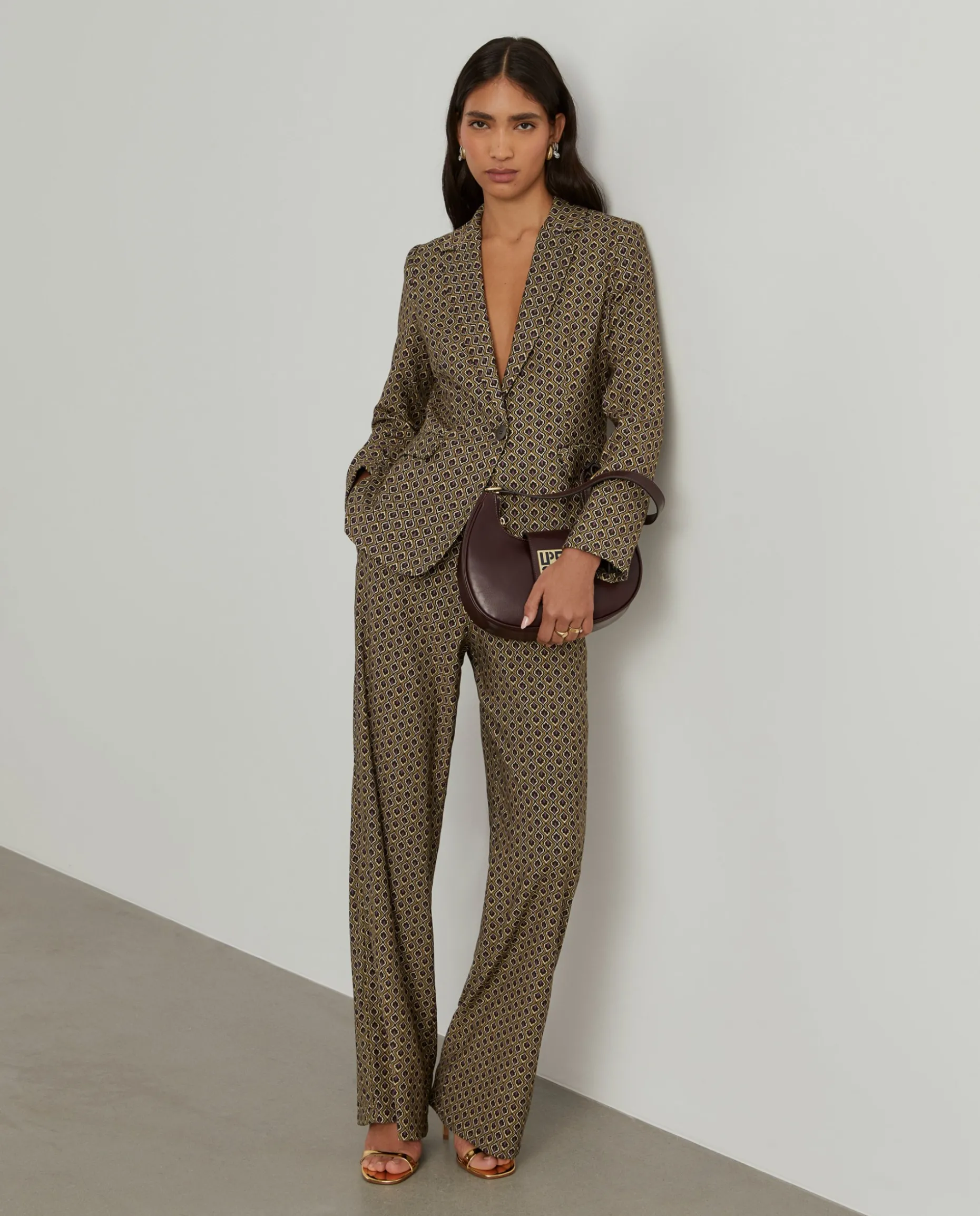 Calças pantalona de malha