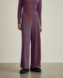 Calças pantalona de malha com padrão