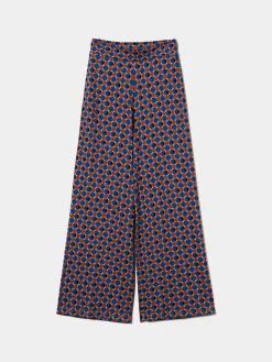 Calças pantalona de malha com padrão