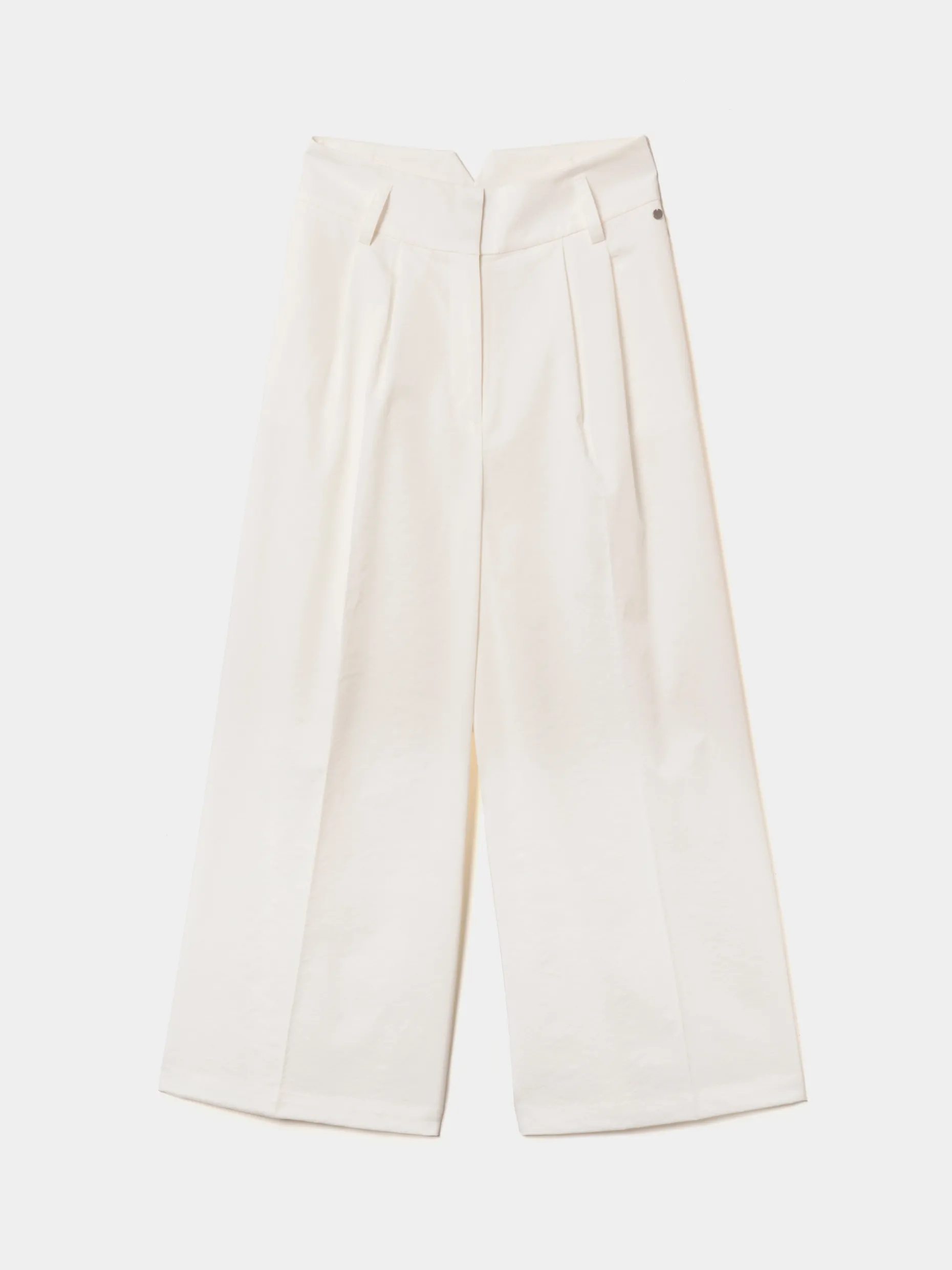 Calças pantalona em algodão e liocel