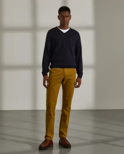 Calças para homem chino slim fit em algodão stretch