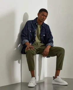 Calças para homem regular fit com cordão e cintura elástica