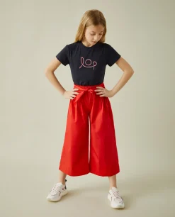 Calças perna larga com cinto