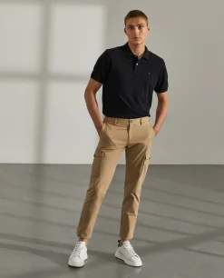 Calças regular fit chino de algodão stretch