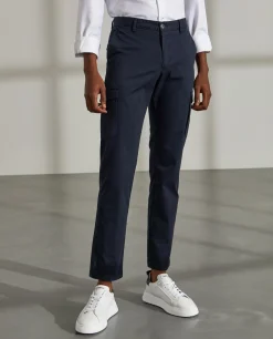 Calças regular fit chino de algodão stretch