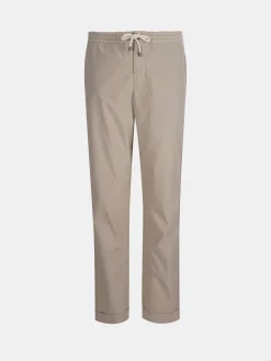 Calças regular fit de algodão com cordão