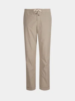 Calças regular fit de algodão com cordão