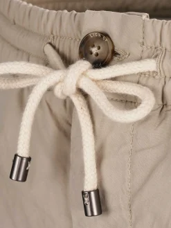 Calças regular fit de algodão com cordão