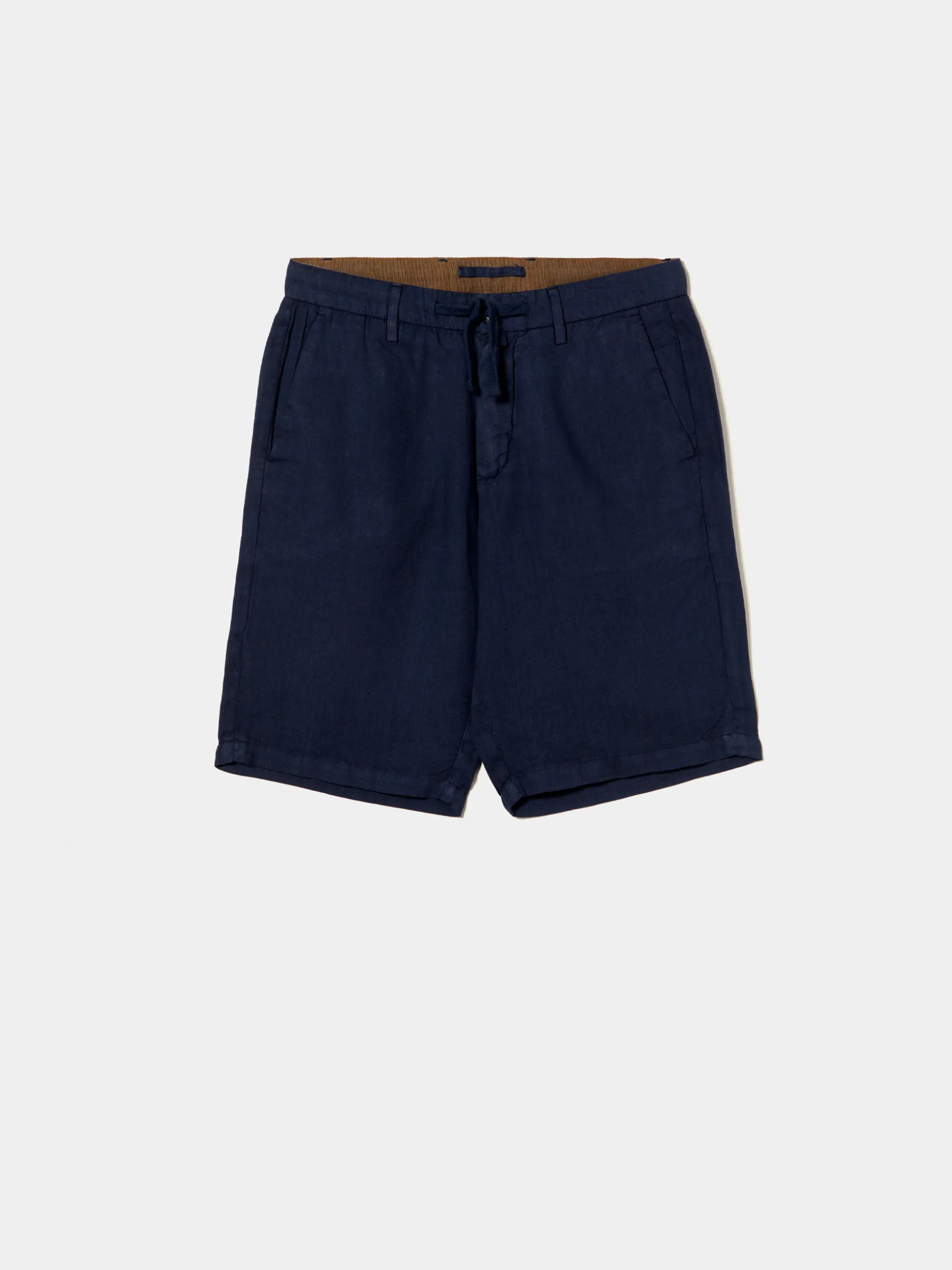 Calções bermuda 100% linho com cordão