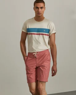 Calções bermuda de algodão com cordão