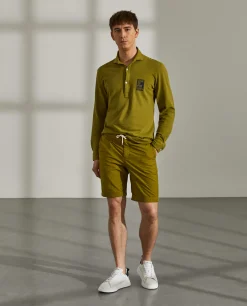 Calções bermuda de algodão com cordão