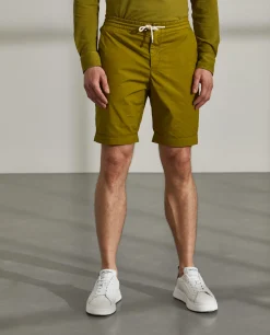 Calções bermuda de algodão com cordão