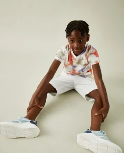 Calções cargo de sarja com cordão