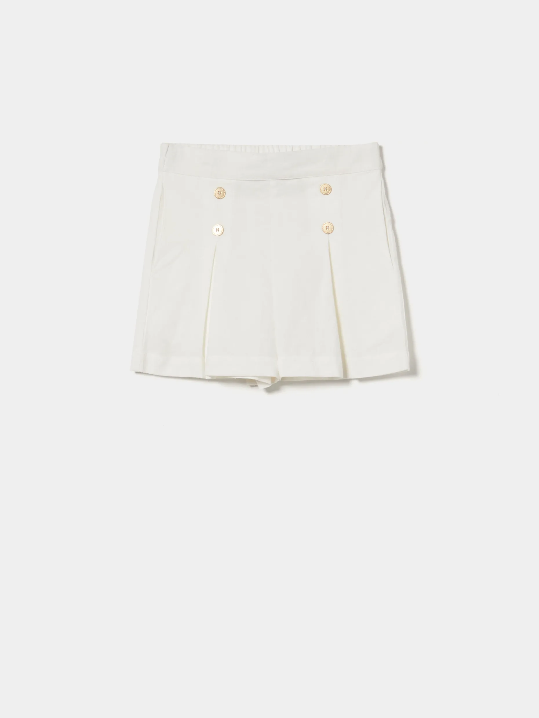 Calções com pregas em algodão e linho