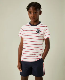 Calções de malha com riscas em contraste