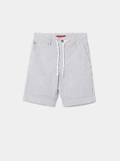 Calções de riscas em popelina