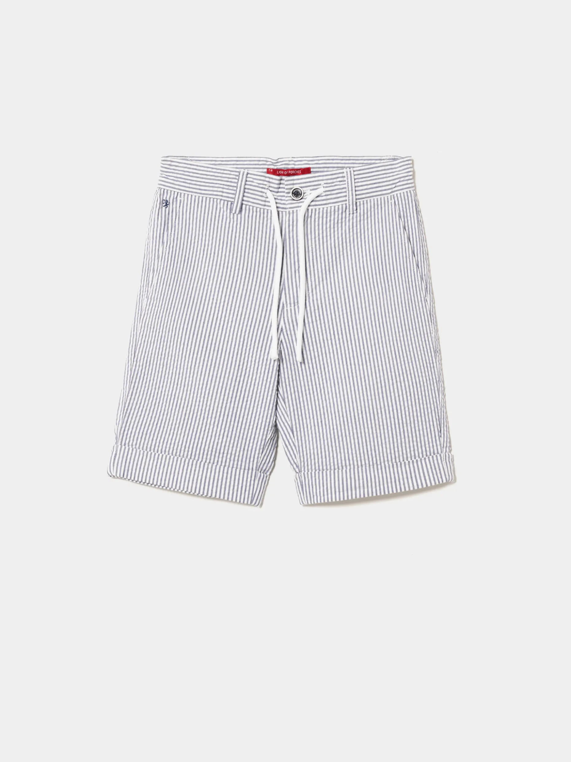 Calções de riscas em popelina