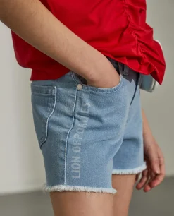 Calções denim com estampado