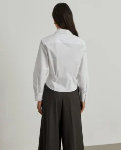 Camisa de algodão com pregas na cintura