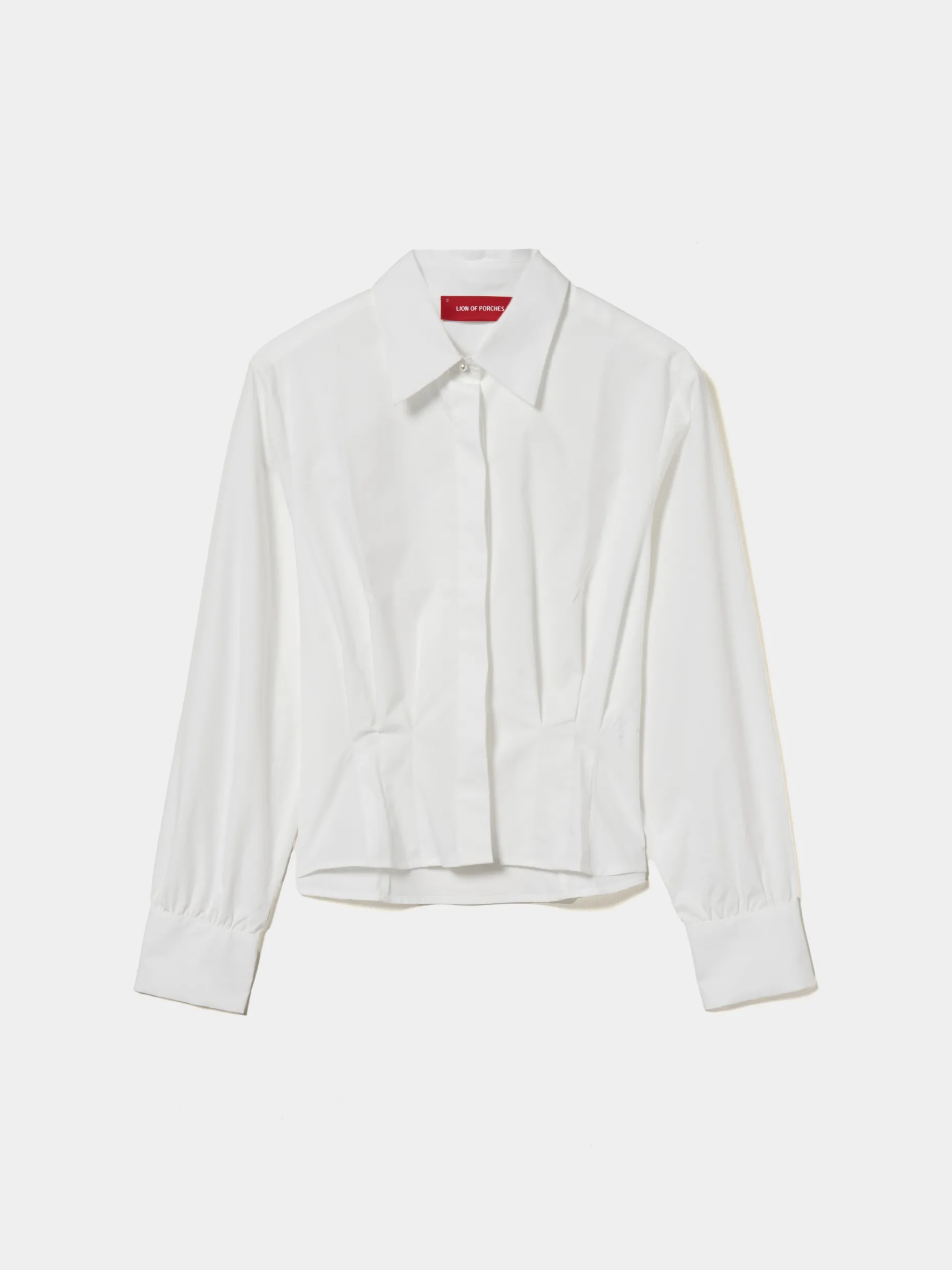 Camisa de algodão com pregas na cintura