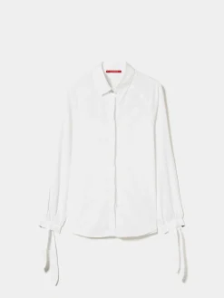 Camisa de popelina com fita