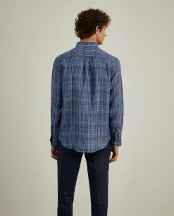 Camisa de quadrados regular fit em linho