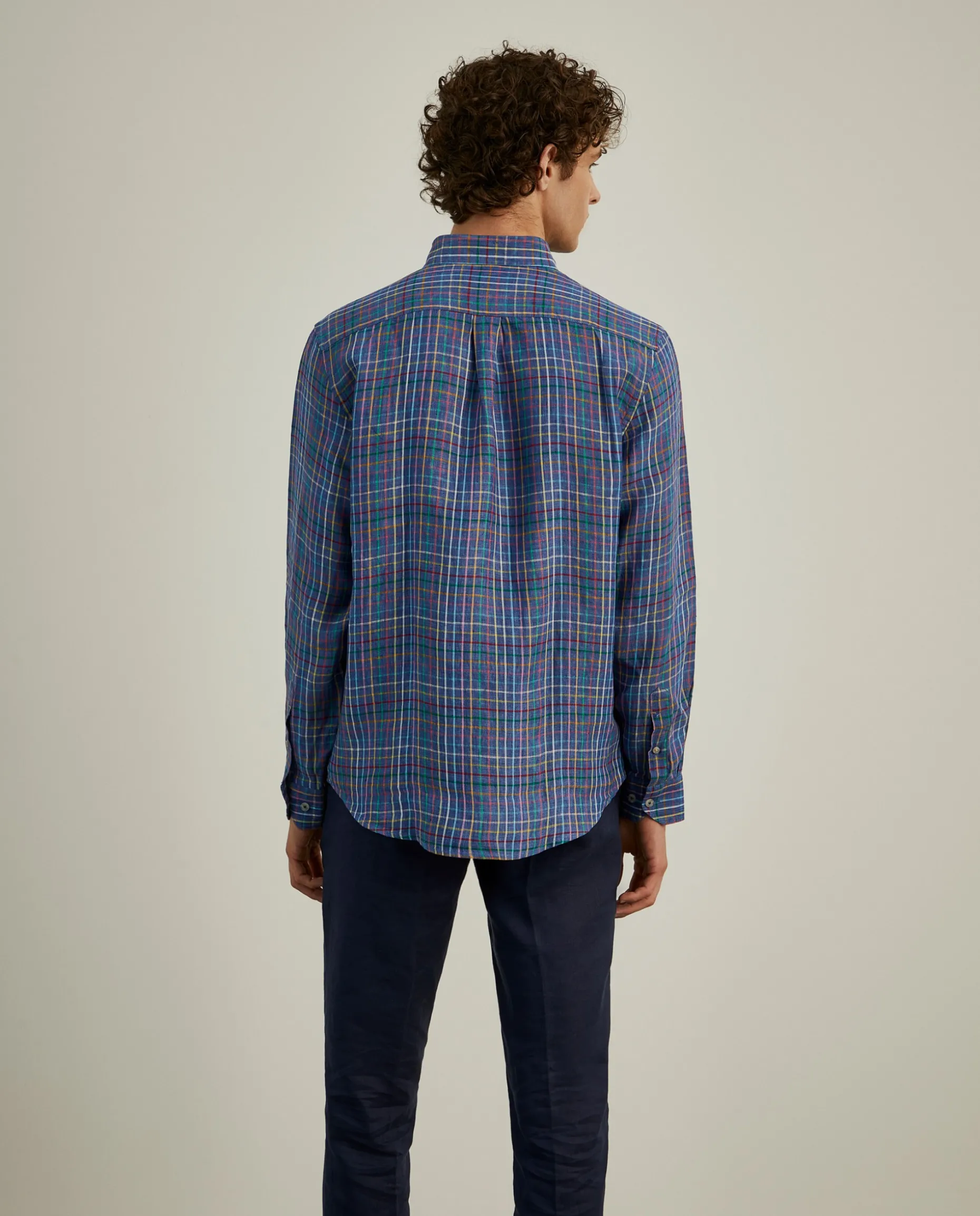 Camisa de quadrados regular fit em linho