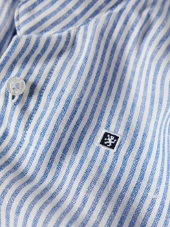 Camisa de riscas com gola mandarim