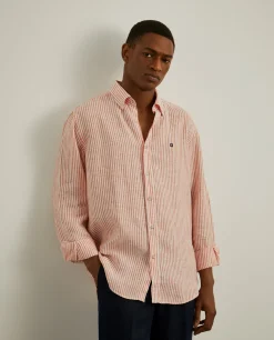 Camisa de riscas em linho