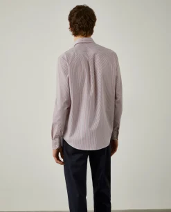 Camisa de riscas regular fit em popelina