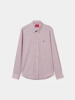 Camisa de riscas regular fit em popelina