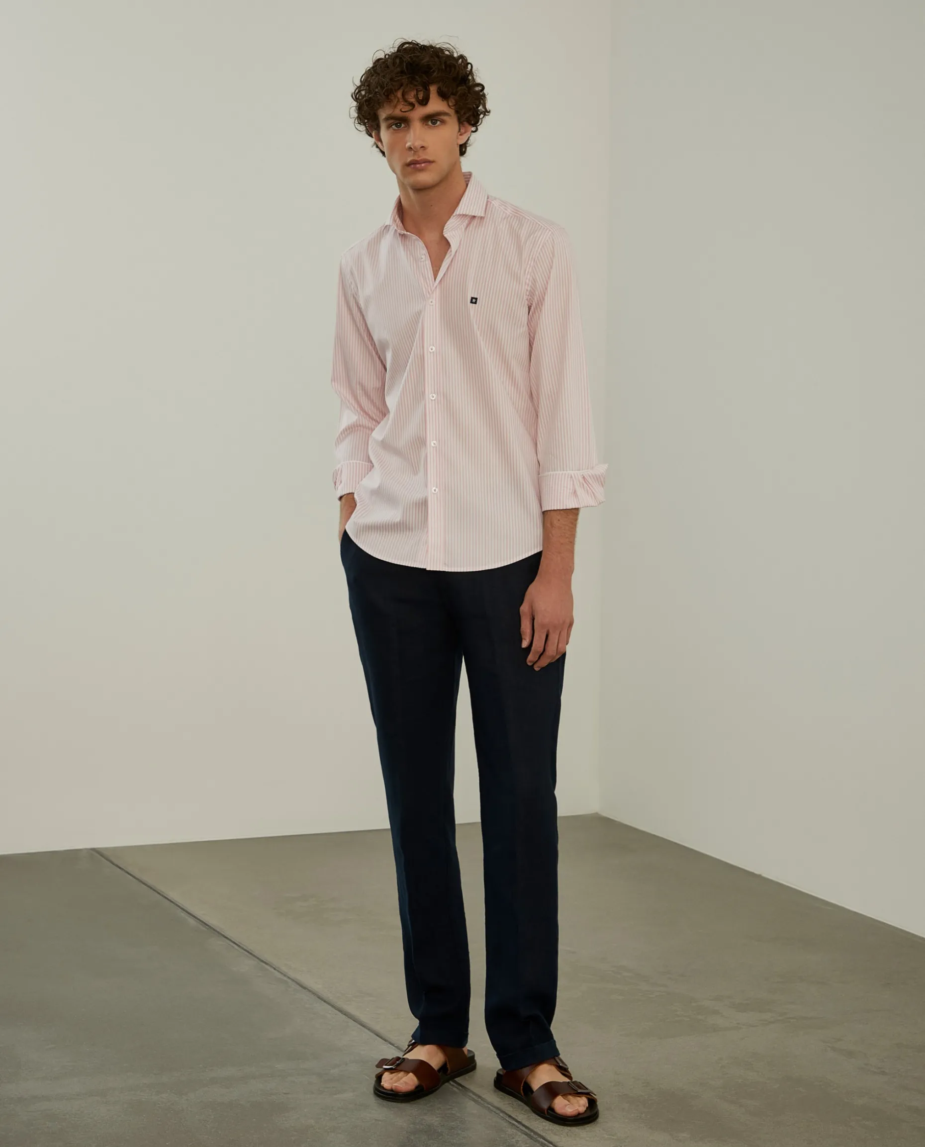 Camisa de riscas slim fit