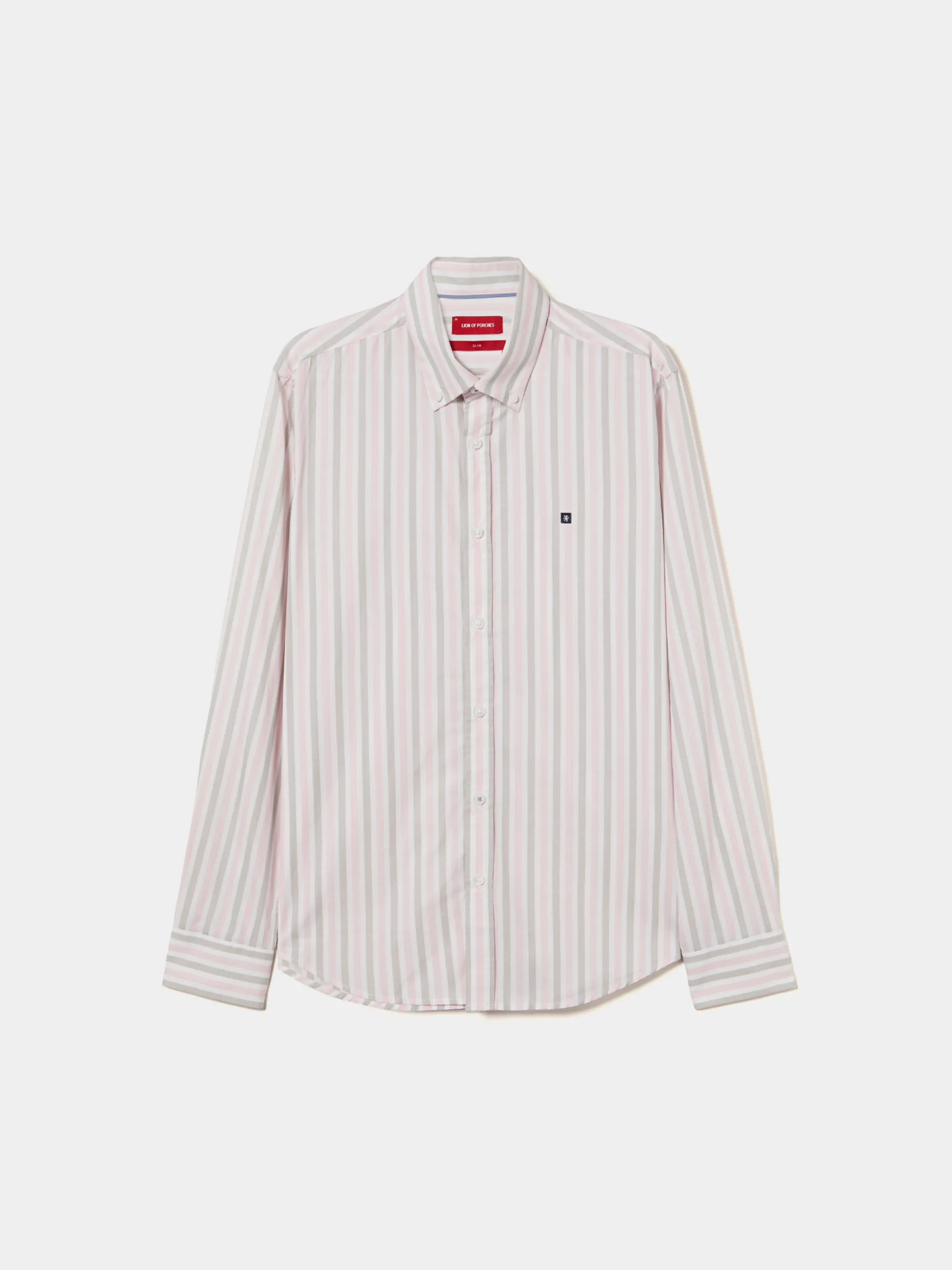 Camisa de riscas slim fit em popelina