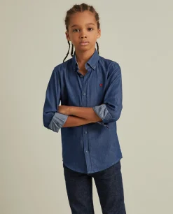 Camisa denim de algodão