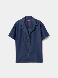 Camisa denim de manga curta