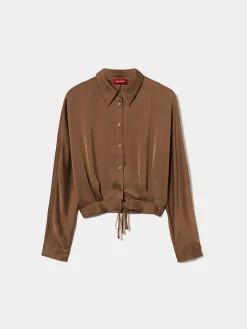 Camisa fluida acetinada