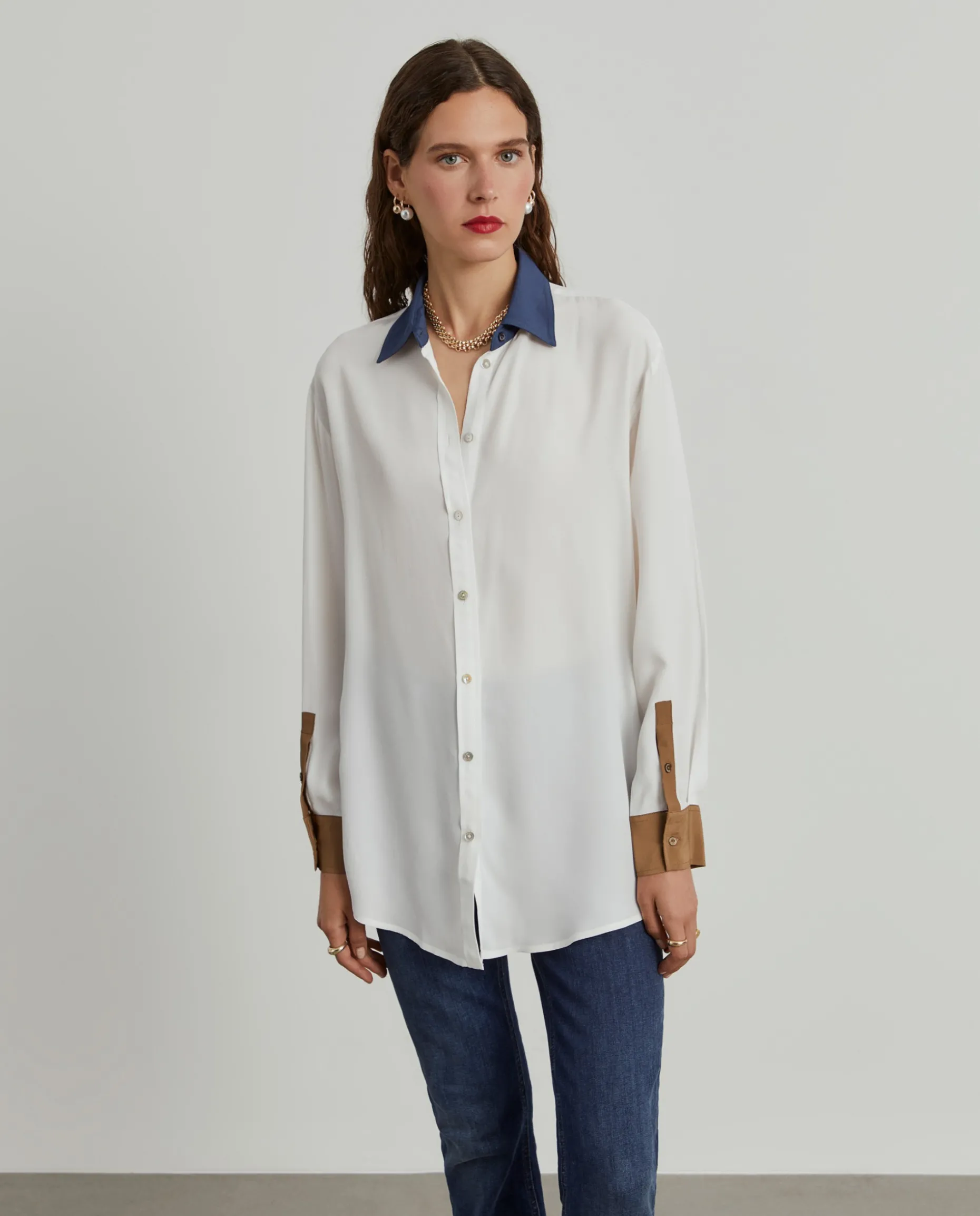 Camisa fluida tricolor