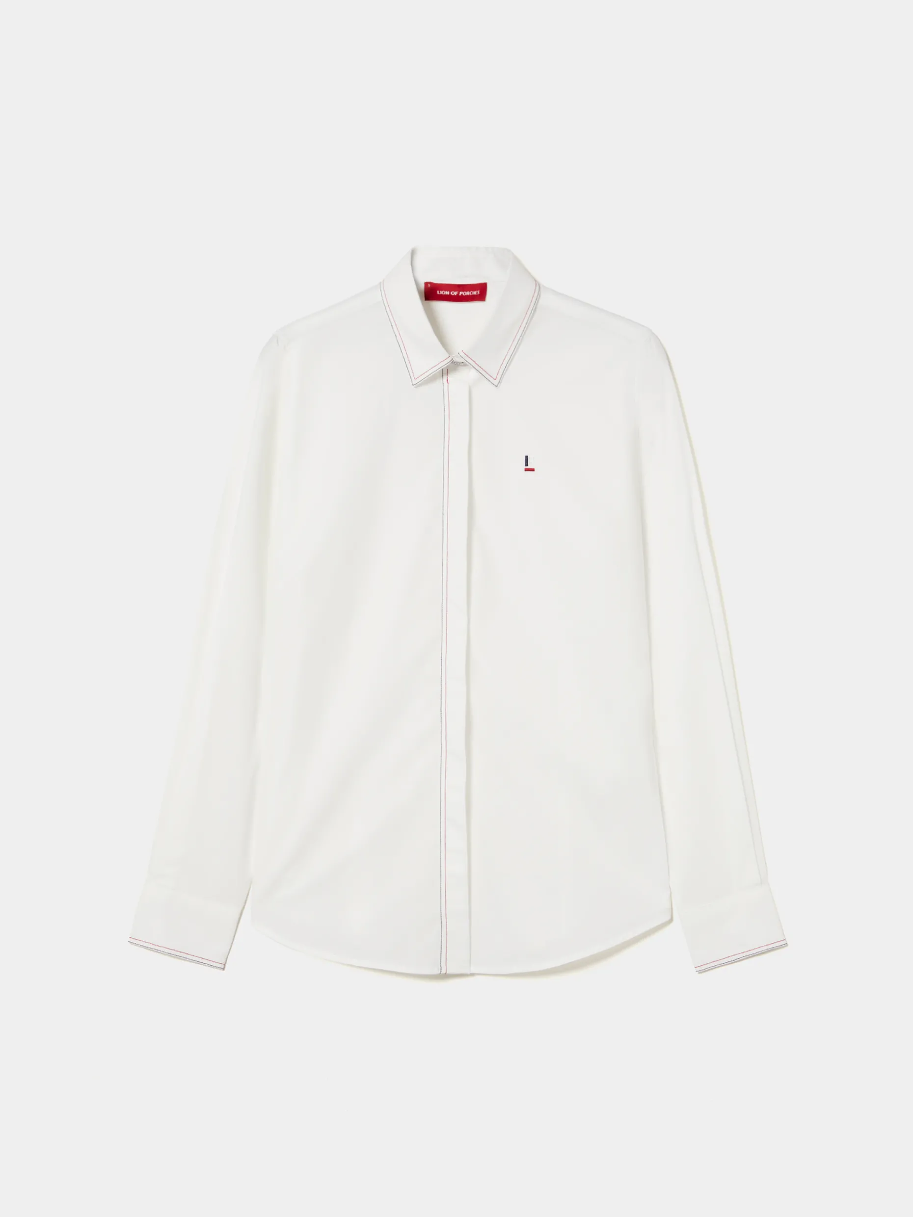 Camisa lisa com riscas finas em contraste