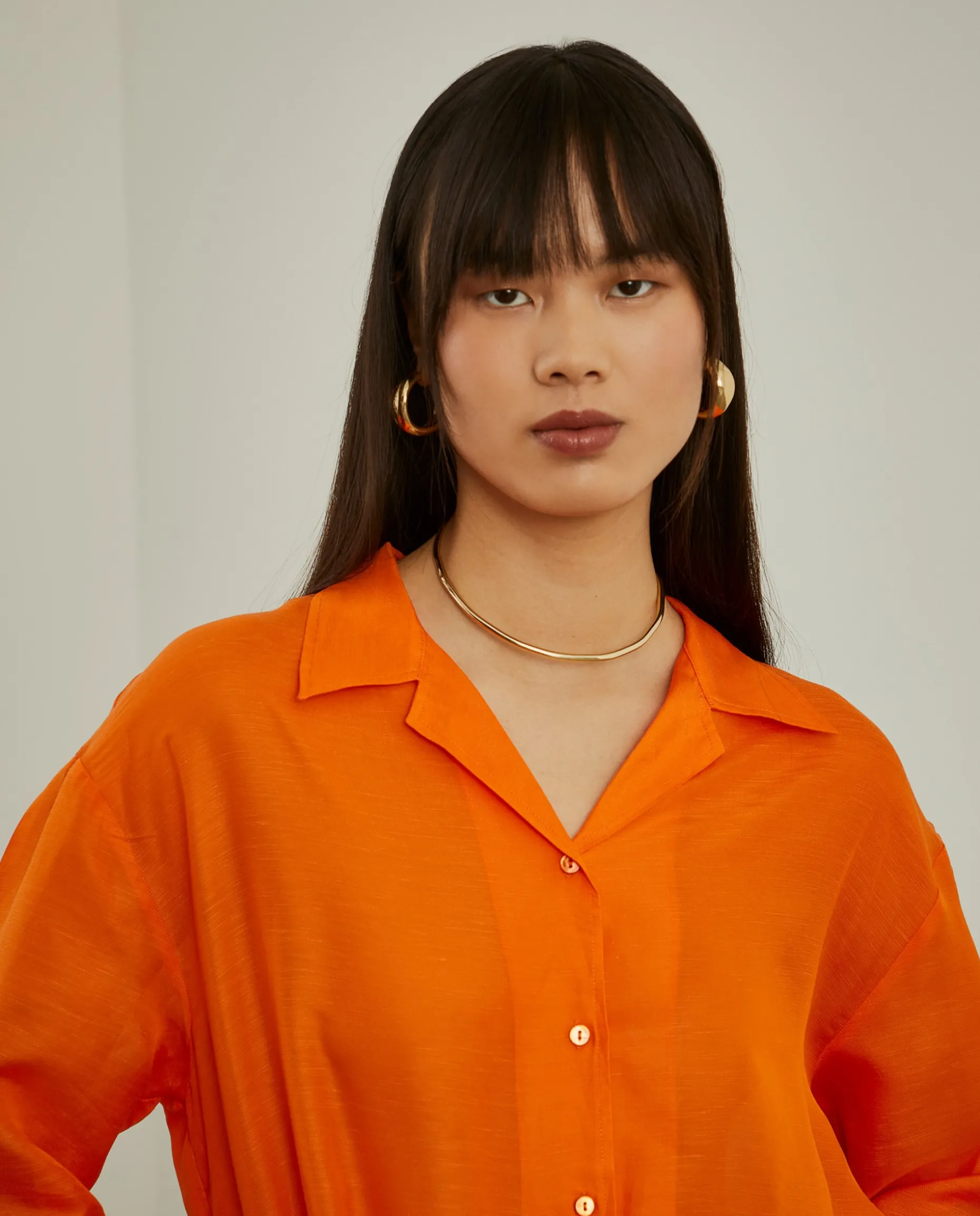 Camisa manga comprida com linho