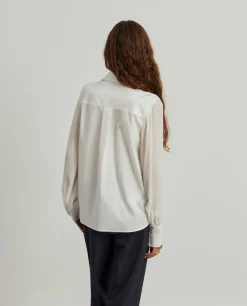 Camisa mangas transparentes em liocel e algodão