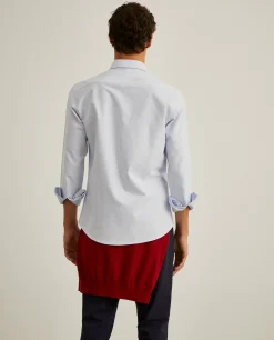 Camisa oxford slim fit às riscas