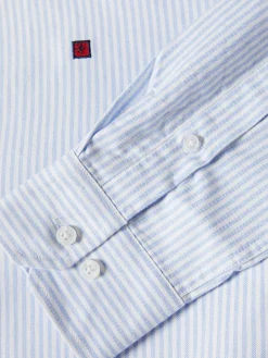 Camisa oxford slim fit às riscas