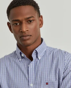 Camisa para homem regular fit de algodão com riscas