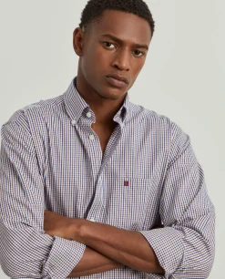 Camisa para homem regular fit de algodão com riscas