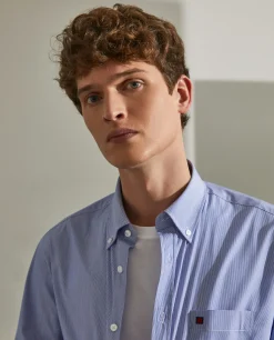 Camisa regular fit com padrão de riscas